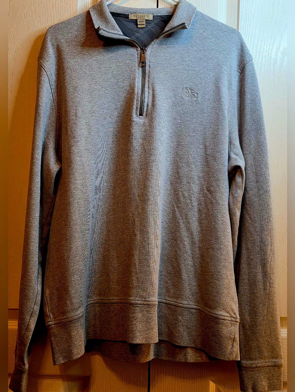 Burberry Men's XL Half-Zip Sweater - Gray